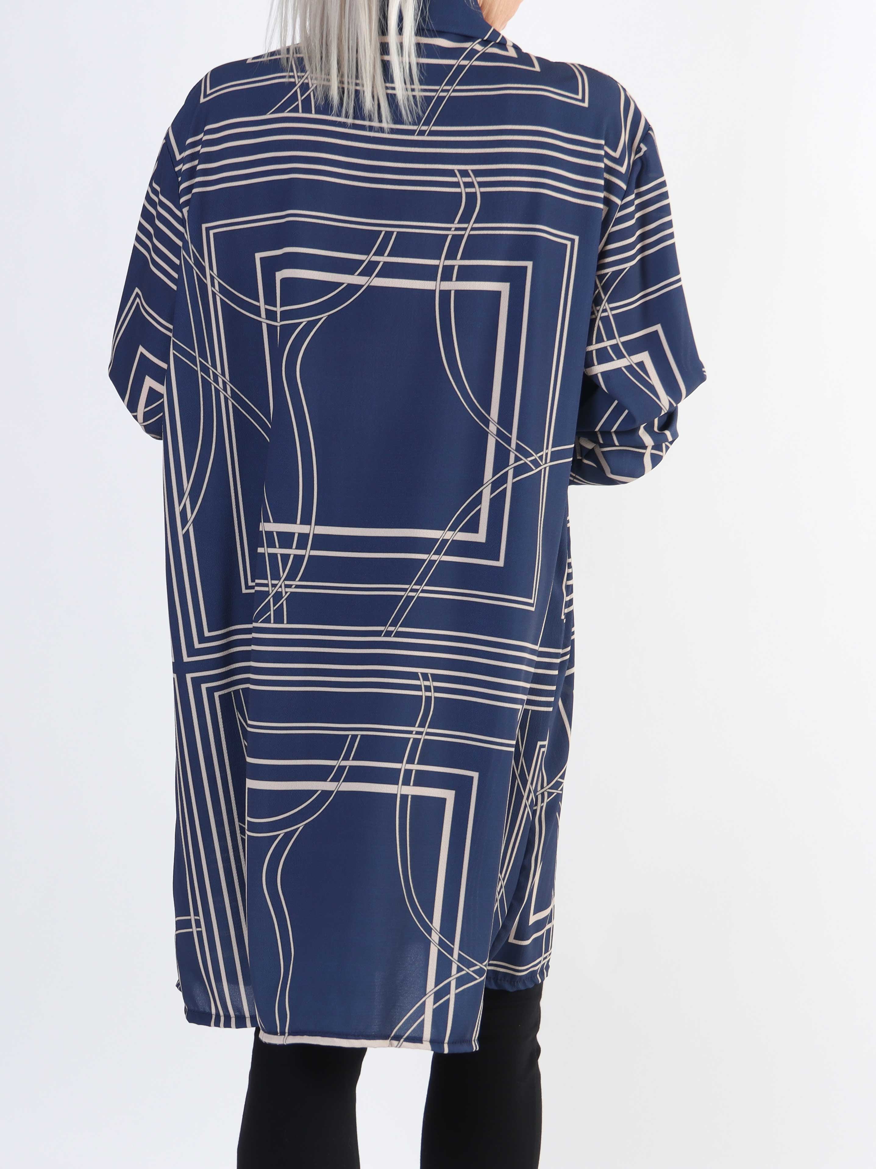 Abigail Square - Mønstret plus size skjortekjole